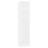 vidaXL Bücherregal 5 Fächer Standregal Aktenregal Wandregal Raumteiler Regal Raumtrenner Büroregal Mehrzweckregal Weiß 40x24x175cm Holzwerkstoff