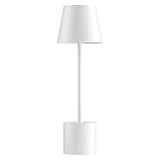 Klighten Dimmbare Akku Tischlampe Kabellose, Wiederaufladbar Tischleuchte mit USB-C, Weiß, Warme Lichtfarbe 3000K, Aluminium, IP54, Für Innen & Außen