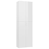 vidaXL Büroschrank Aktenschrank Mehrzweckschrank Schrank Aufbewahrungsschrank Holzschrank Büro Hochglanz-Weiß 60x32x190cm Holzwerkstoff