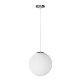 PERTID Exquisite Heimdekoration Kronleuchter Moderne Kugelleuchte Weißer Glasschirm Deckenleuchte 1-flammige Glaskugel-Hängeleuchte Chromleuchte für Kücheninsel Schlafzimmer Esszimmer/a/3
