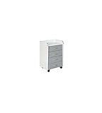 Inter Link – Rollcontainer – Rollcontainer mit Schubladen -Bürocontainer – Standcontainer - Rollschrank – Schubladenkommode – Büroschrank – 4 Schubladen – Weiß und Grau – Printi