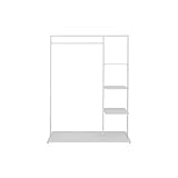 GuiPaiShi Garderobenständer Für Den Flur, Robuster Garderobenständer Aus Metall Mit Kleiderstange Und 3-stufigen Seitenregalen, Höhe 155 cm, 3 Farben(Size:100 * 40 * 155CM,Color:Weiß)