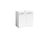 byLIVING Nebraska Waschbeckenunterschrank, Holzwerkstoff, matt weiß-Hochglanz weiß, B 60, H 59, T 31,5 cm, Matt Weiß - Hochglanz Weiß