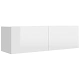 vidaXL TV Schrank mit 2 Klapptüren TV Möbel Hängeboard Lowboard Fernsehtisch Fernsehschrank Sideboard HiFi Hochglanz-Weiß 100x30x30cm Holzwerkstoff
