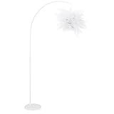 etc-shop Bogenleuchte höhenverstellbar Stehleuchte Wohnzimmer Bogenstandleuchte mit Teleskop-Funktion weiß, Lampenschirm aus Textiltücher, 1x E27, H 196 cm