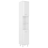 vidaXL Badezimmerschrank 6 Fächer 2 Türen Badschrank Badregal Badmöbel Schrank Badezimmer Regal Hochschrank Hochglanz-Weiß 30x30x179cm Holzwerkstoff