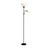 MUZIZY Stehlampen Verstellbare Stehlampe Moderne Stehlampe für Wohnzimmer Bürolampe 170 cm hoch mit seitlichem Leselicht Ecklampe Heimdekoration (Farbe: A-Schwarz) Happy Many Times