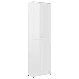 vidaXL Garderobenschrank mit 5 Fächern Flurschrank Hochschrank Schrank Dielenschrank Kleiderschrank Schlafzimmerschrank Hochglanz-Weiß 55x25x189cm Holzwerkstoff