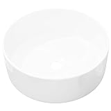 vidaXL Waschbecken Rund Keramik Weiß 40x15cm Waschschale Aufsatzwaschbecken