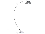 Beliani Bogen-Stehlampe Metall Silber verchromt geschwungen runder Schirm 188 cm Kama