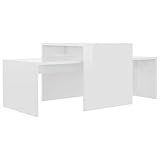 vidaXL Couchtisch Set Beistelltisch Satztisch Sofatisch Kaffeetisch Wohnzimmertisch Teetisch Telefontisch Hochglanz-Weiß 100x48x40cm Holzwerkstoff