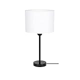 ADGO Tamara Stehleuchte 1xE27 60W Stilvolle Stehlampe für Wohnzimmer Büro Schlafzimmer Höhe 160 cm, Durchmesser 50 cm Lampenschirm Stoff (Schwarz/Weiß)