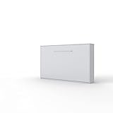 INVENTO Aufklappbett - Wandschrankbett mit dimmbare LED-Beleuchtung - 120 x 200 cm - Nachhaltige Materiellen - Klappbett für Gästezimmer - Wohnzimmer - Schlafzimmer (Weiß/Weiß Matt)