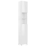 vidaXL Badezimmerschrank Waschküche Regal Badezimmer Schrank Badschrank Badmöbel Hochschrank Hochglanz-Weiß 32×25,5×190 cm