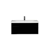 Home Deluxe - Badmöbel-Set - WANGEROOGE schwarz - Small - inkl. Waschbecken und komplettem Zubehör - Breite Waschbecken: ca. 60 cm | Badezimmermöbel Waschtisch Badmöbelset
