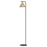 EGLO Stehlampe Narices, 1 flammige Stehleuchte modern, minimalistisch, Standleuchte aus Metall in Messing-Gebürstet, Gold, Schwarz, Wohnzimmerlampe, Lampe mit Tritt-Schalter, E27 Fassung
