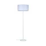 ADGO Tamara Stehleuchte 1xE27 60W Stilvolle Stehlampe für Wohnzimmer Büro Schlafzimmer Höhe 160 cm, Durchmesser 50 cm Lampenschirm Stoff (Weiß/Weiß)