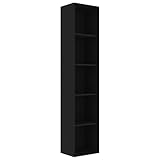 vidaXL Bücherregal 5 Fächer Standregal Aktenregal Wandregal Raumteiler Regal Raumtrenner Büroregal Mehrzweckregal Schwarz 40x30x189cm Holzwerkstoff