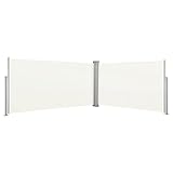 JUNZAI Ausziehbare Seitenmarkise, Sichtschutz Terrasse, Windschutz Terrasse, Terrassen-sichtschutz, Trennwand Balkon, Markise Seitenwand, 160x600 cm Creme