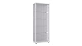 K-Möbel Glasvitrine in Alu/Silber (176x67x33 cm) mit 4 höhenverstellbaren Glasböden - Modellauto Vitrine Silber - Vitrinenschrank Silber - Sammlervitrine - Wohnzimmerschrank Regal Glas Schrank