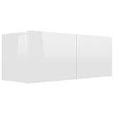 vidaXL TV Schrank mit 2 Klapptüren TV Möbel Hängeboard Lowboard Fernsehschrank Fernsehtisch Sideboard HiFi Hochglanz-Weiß 80x30x30cm Holzwerkstoff