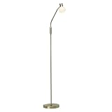 messingfarbene LED Stehlampe - Standleuchte mit Schalter & einstellbarem Kopf - inkl. Leuchtmittel - 140 cm Höhe - Ø 23 cm - E14 Fassung - max. 25 W - aus Metall/Glas