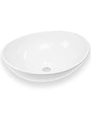 AUFSATZWASCHBECKEN WASCHTISCH WASCHBECKEN WASCHSCHALE HANDWASCHBECKEN WC OVAL RUND RECHTECKIG KERAMIK WEIß (410 x 330 x 140)