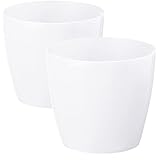 PECZEKO Blumentopf, Pflanzkübel aus Übertopf Kunststoff Dekorativer Topf für, groß Pflanzen 2X blumenkübel Set, blumenkübel kräutertopf, (2pack) Weiß, ø 25 cm