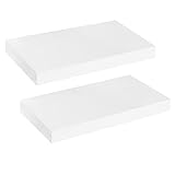 HOOBRO Wandregal, Schweberegal 2er-Set, Stabile Wandboards, 40 x 20 x 3,8 cm Hängeregale mit Unsichtbaren Halterungen, für Badezimmer, Schlafzimmer, Toilette, Küche, Büro, Wohnzimmer, Weiß EWT40BJ01