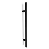 Oppali Schwarz Rostfreier Stahl 304 Haustür-Beschlag Stoßgriffe Ziehgriff| Stangen-Griff Durchmesser 25mm | Runden T-Bar | 40cm Gesamtlänge | Loch-zu-Loch Abstand 23cm |, 40cm - 16 Inches Gesamtlänge