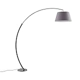 Lucande Stehlampe (Bogenleuchte) 'Evelyna' (Modern) in Alu aus Textil u.a. für Schlafzimmer (1 flammig, E27) - Bogenlampe, Stehleuchte, Floor Lamp, Standleuchte, Wohnzimmerlampe, Licht nach oben &