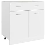 vidaXL Schubunterschrank mit 2 Regalböden 1 Schublade Schrank Küchenzeile Küchenmöbel Unterschrank Küchenschrank Weiß 80x46x81,5cm Holzwerkstoff