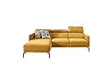 Stylefy Ecksofa Sallent Mini L-from mit Ottomane Links - Eckcouch (HxBxL): 93x233x165 cm - Velours Matrix, Gold