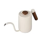 Wasserkocher Zum Übergießen von Kaffee, Mehrzweck-Teekessel Zum Warmhalten aus Edelstahl 304, 600 Ml, Ergonomisch, mit Holzgriff für Cafés (Beige)