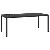 JUNZAI Garten-Esstisch, Couchtisch, Konsolentisch, Gartentisch, Balkontisch, Balkonmöbel Kleiner Balkon, Balkon Tisch, Beistelltisch, WPC Aluminium 185 x 90 x 74 cm Schwarz