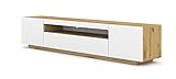 BIM Furniture TV LOWBOARD Schrank 200 cm TV Tisch Sideboard TV Kommode HiFi-Tisch Artisan Eiche Weiße Fronten freistehender Schrank (Weiß ohne LED)