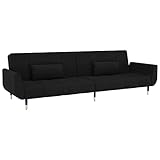 vidaXL Schlafsofa 2-Sitzer, Sofa Couch mit Schlaffunktion, Sofabett Gästebett mit 2 Kissen, Schlafcouch Bettsofa Wohnzimmer, Modern, Schwarz Samt