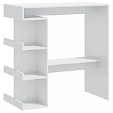 vidaXL Bartisch mit Regal Bartresen Stehtisch Tresentisch Bistrotisch Küchentisch Esstisch Loungetisch Tisch Hochglanz-Weiß 100x50x101,5cm