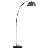 vidaXL Bogenlampe mit höhenverstellbarem Design Bogenleuchte Stehlampe Stehleuchte Wohnzimmer Lampe Leuchte 60W Silbern E27 170cm Marmor