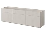 Mirjan24 Kommode Teen Flex 3D TF-08 mit 3 Türen, 6 Fächer, Anrichte, Türkommode, Mehrzweckschrank, Wohnzimmerschrank, Flurkommode, Dielenkommode (Silk Flou)
