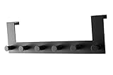 Smart Utensils Türhaken Schwarz | Kleiderhaken Schwarz Matt | Türhaken zum Einhängen Schwarz | Garderobenleiste zum Einhängen | Handtuchhalter Schwarz Matt | Türhaken bis zu 2cm Türfalz | 39x11x4cm