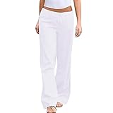 Miodlkadaa Damen Sommerhose Dünne - Women Baumwolle Jogginghose Straight Leg Hose Flatterhose Mode Frau Große Größen Hose lässig Yogahose Boho Strandhose Oversize