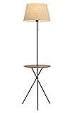 Stehleuchte Stehlampe Standleuchte Metall-Stehlampe Mit Holztisch Moderne Stehleuchte Stativ-Stehleuchte Mit Stoff-Lampenschirm Für Zimmer Büro Schlafzimmer Standlampe Wohnzimmer ( Color : Wood color