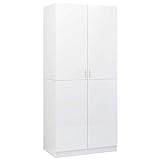 vidaXL Kleiderschrank mit 2 Türen Garderobenschrank Garderobe Schrank Schlafzimmerschrank Dielenschrank Hochglanz-Weiß 90x52x200cm Holzwerkstoff