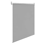 Sonnewelt Thermo-Rollo ohne Bohren Klemmfix Verdunkelungsrollo 100% Polyester 100cm x 200cm Grau Verdunklungsrollo Fensterrollo Rollo Seitenzugrollo Klemmrollo für Fenster & Tür