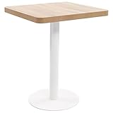 JUNZAI Bistrotisch, Gartentisch, Balkontisch, Balkon Tische, Beistelltisch Garten, Beistelltisch Outdoor, Gartenesstische, Hellbraun 60x60 cm MDF