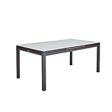 NATERIAL - Gartentisch ausziehbar ODYSSEA - Ausziehtisch für 6 bis 8 Personen - 180/240x100cm - Esstisch - Mit strukturierter Glasplatte - Aluminium - Braun