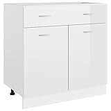 MATTUI Möbelschrank Schublade Unterschrank Hochglanz Weiß 80x46x81,5 cm Engineered Wood