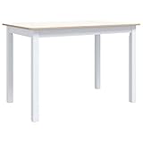 vidaXL Gummiholz Massiv Esstisch Holztisch Küchentisch Esszimmertisch Speisetisch Tisch Massivholztisch Esszimmer Küche Weiß Braun 114x71x75cm MDF-Platte