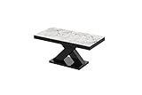Design Couchtisch H-888 Hochglanz Highgloss Tisch Wohnzimmertisch, Farbe:Marmoroptik - Schwarz Hochglanz